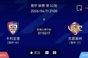 4/11意甲联赛精选二串一推荐【附扫盘】：卡利亚里VS克雷莫纳+都灵VS维罗纳